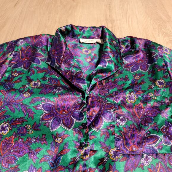 Vintage 90s Victorias Secret Size Medium Satin Top Floral Luxury Sleep Lounge - Picture 6 of 11